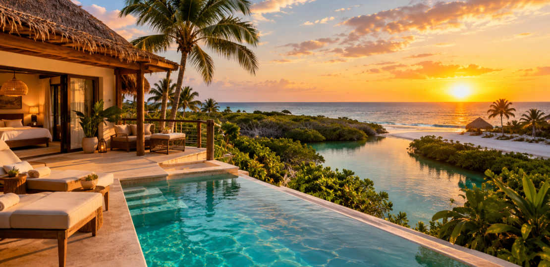 Luxury beachfront resort villa in Riviera Maya