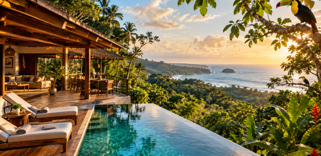 Luxury family villa deck in Costa Rica